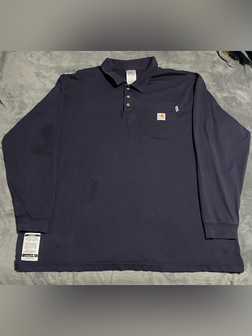 Carhartt FR Men's Dark Navy Long-Sleeve Pocket Polo